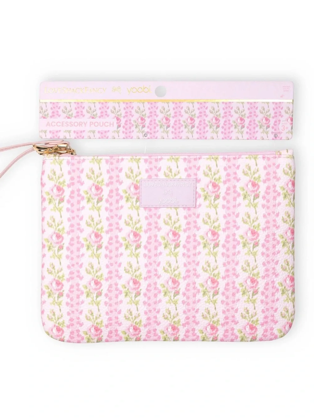 NWT LoveShackFancy by yoobi Pink Floral Accessory Pouch